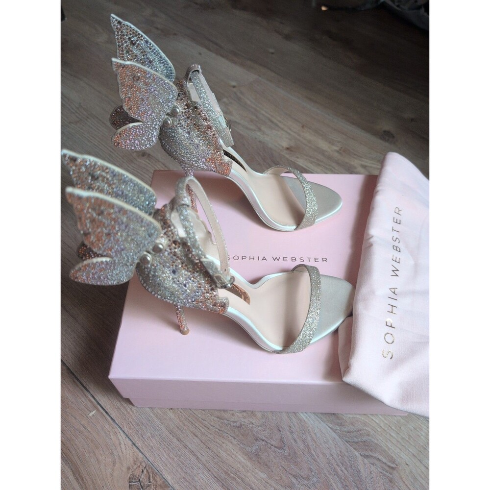 Sophia Webster Chiara Crystal Embellished Sandal Champagne Glitter Women's 37